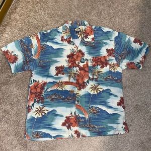 TOMMY BAHAMA Men's Size L Hawaiin Short Sleeve Button Front Shirt 100% Rayon